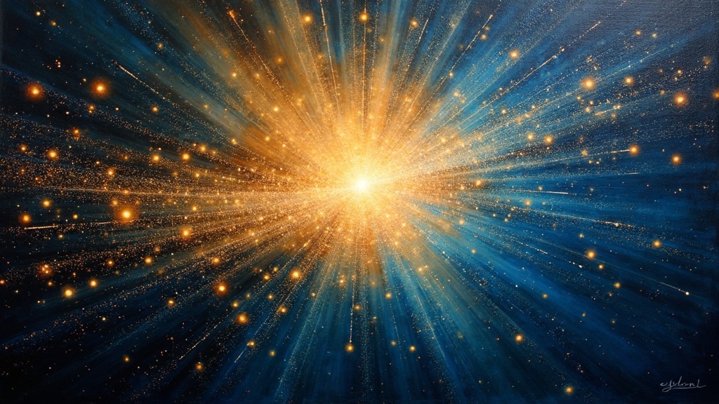A vast night sky filled with bright stars and an intricate web of light connecting luminous orbs, each orb a unique soul glowing with different intensities, the observer suspended within the web feeling both separate and connected to the magnificent matrix.